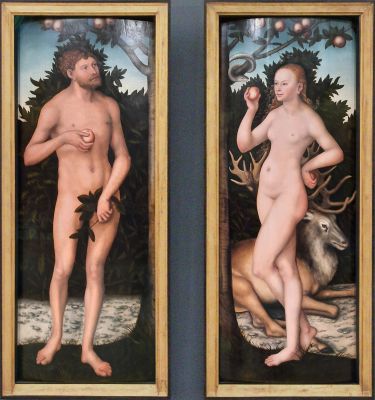 Fig. 1. Lucas Cranach il vecchio, Adamo ed Eva, (post 1533?) Musei Reali di Belle Arti di Bruxelles 