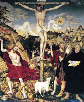 Fig. 1. Lucas Cranach padre e figlio, Pala d'altare della chiesa SS. Pietro e Paolo a Weimar, 1553